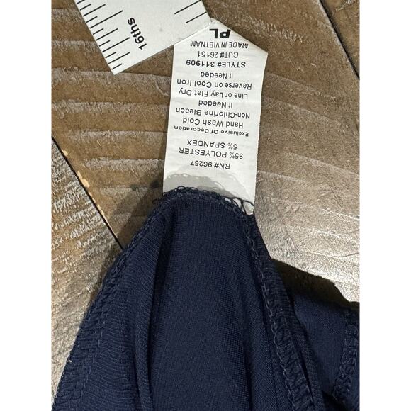 Per Seption Petite PL Navy Top Tie Front - Petite Size L - Picture 6 of 7